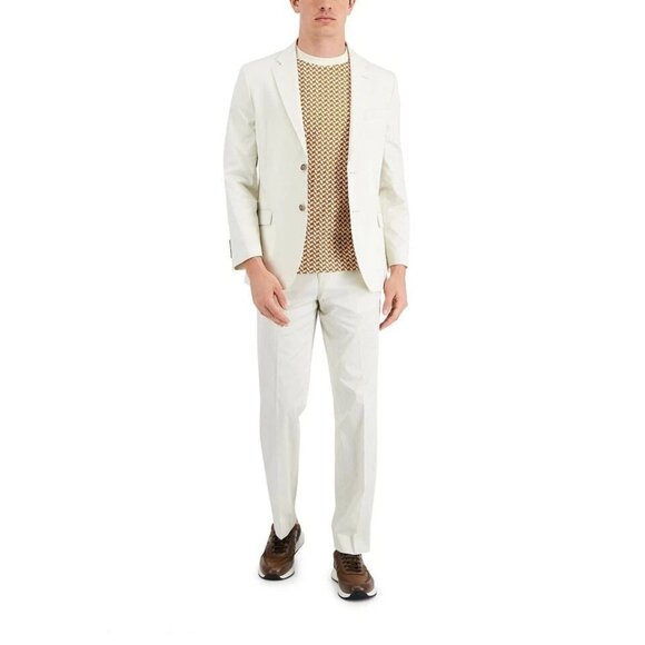 Nautica Men's 2-pc suit Modern-Fit Stretch Cotton Suit Off White 40R W34 E091421 - Picture 6 of 7